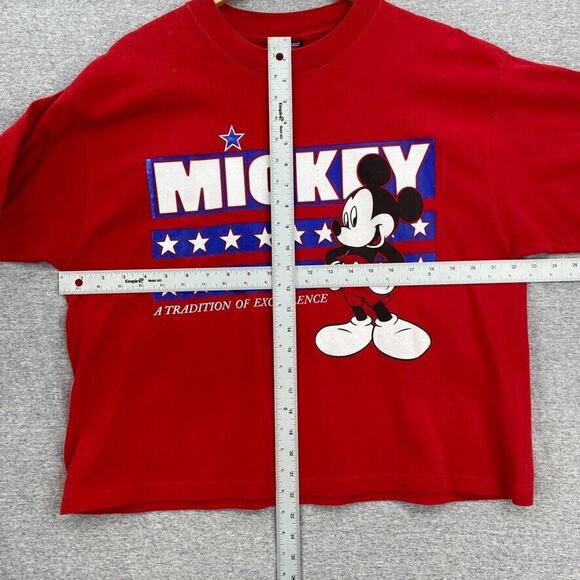 Vtg Disney Mickey Umlimited TShirt Unisex Large Red Jerry Leigh Cropped Crew - Picture 7 of 11